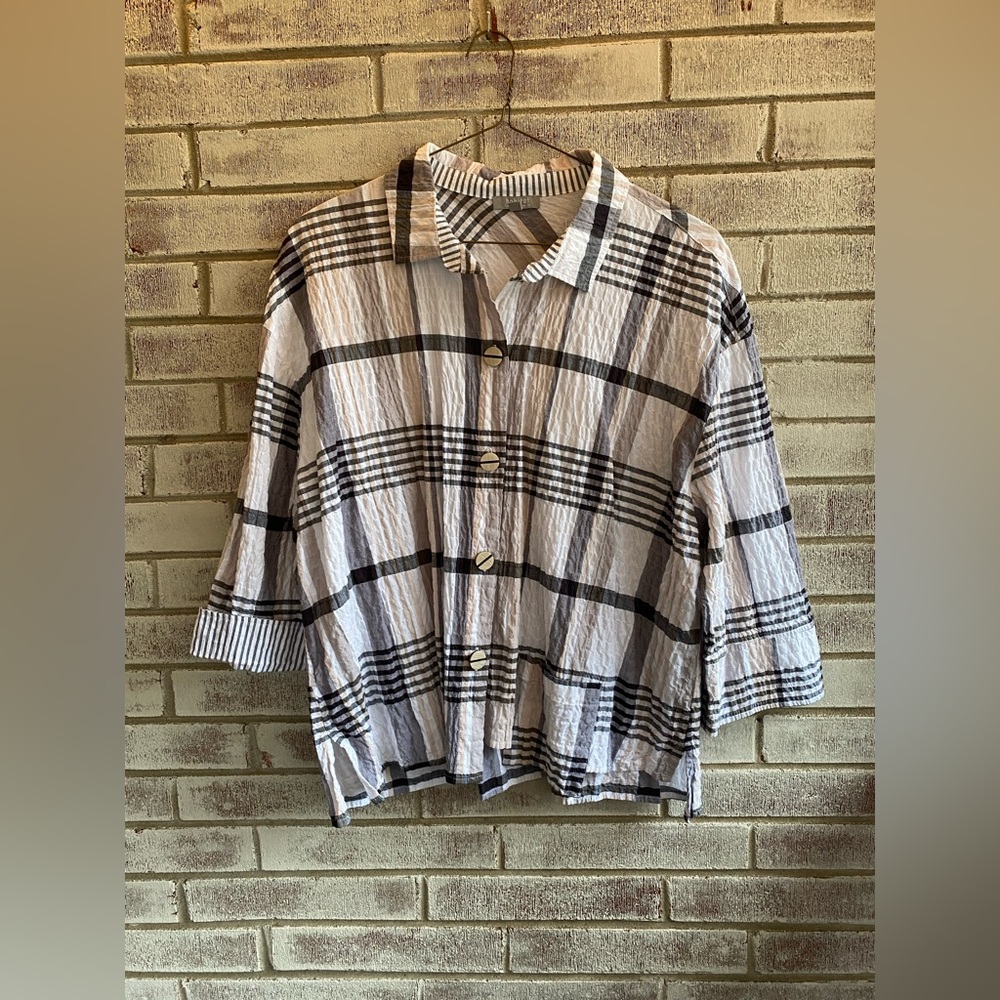Habitat Mixed Pattern Linen Button Down Top